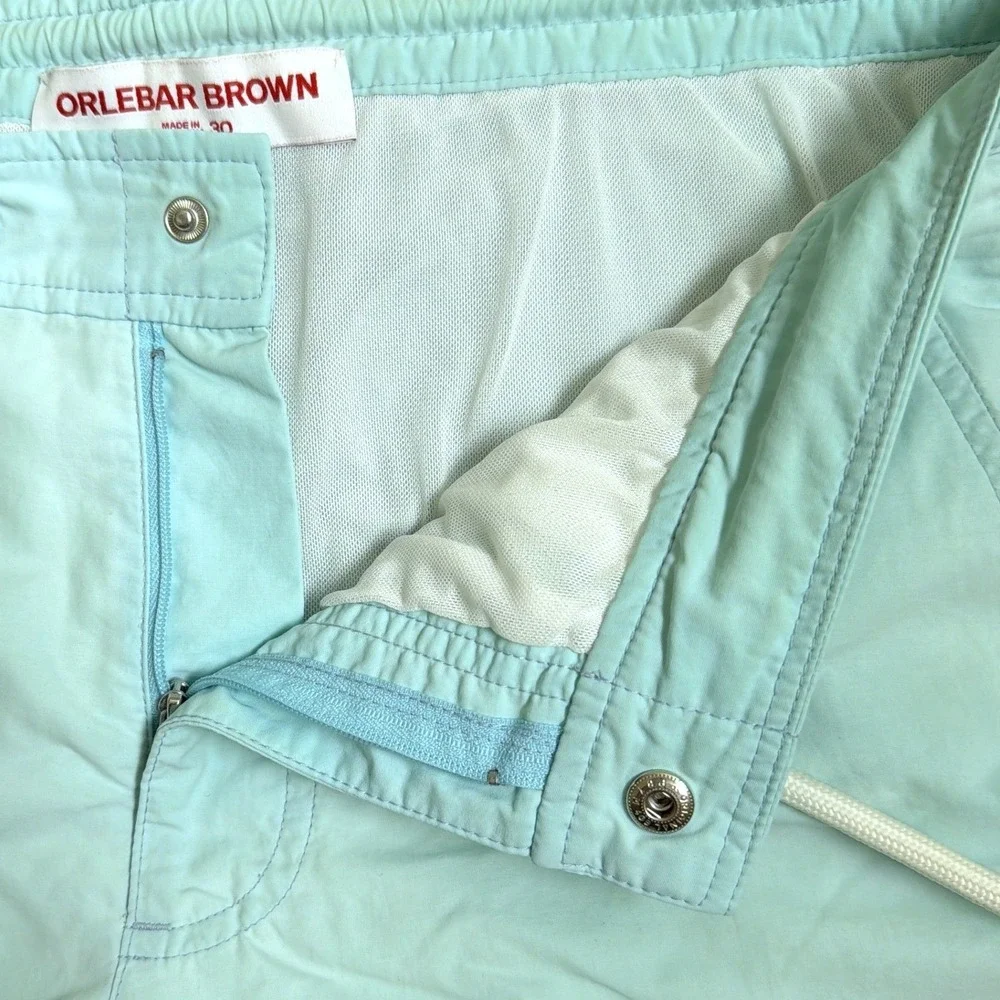 Orebar Brown Mens Standard Piping Drawstring Mid-Length Swim Shorts Size 30